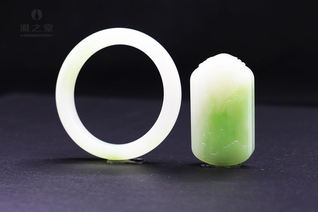 臻品和田玉翠青色两件套2310