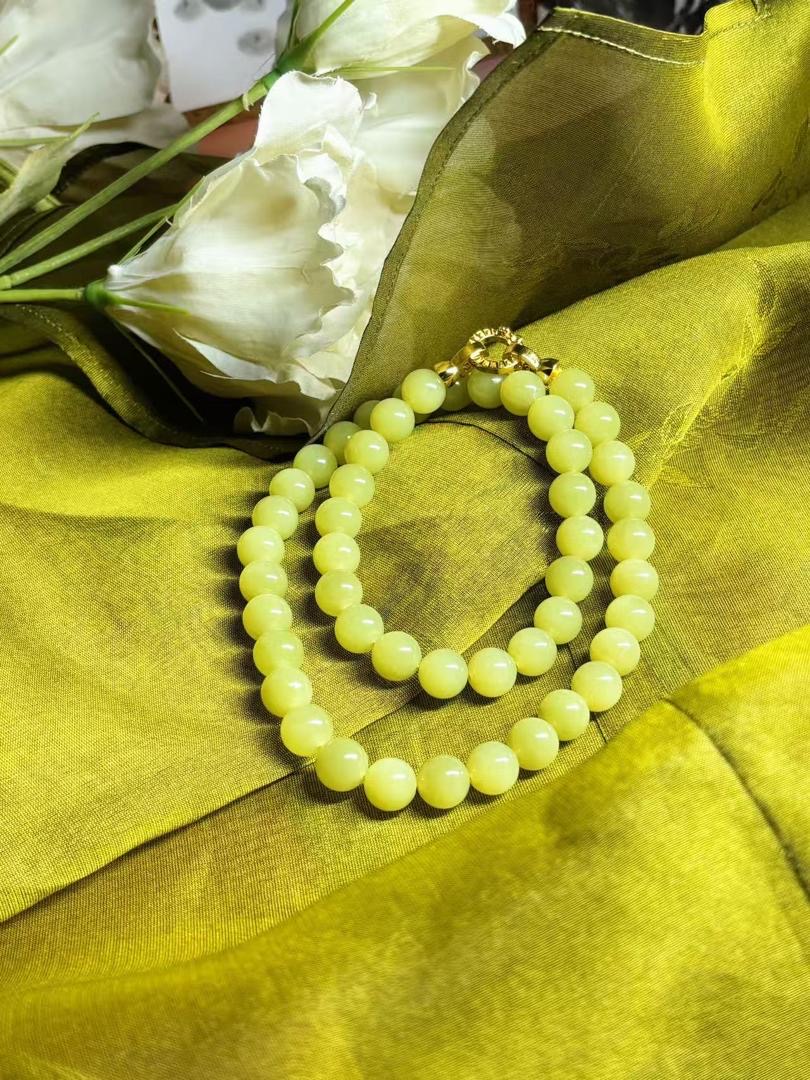 精品和田黄玉珠链2200